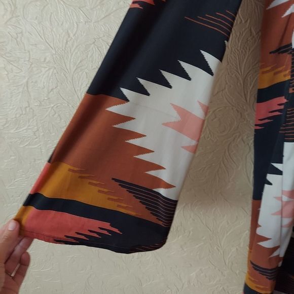 Judith March geometric patterned shift dress long sleeve mini Sz small - Picture 3 of 9